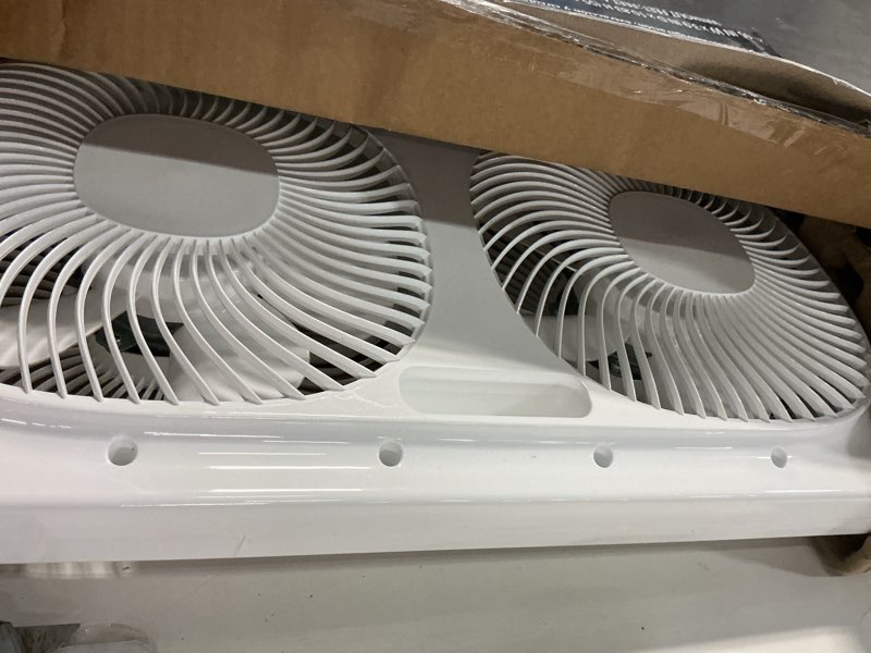 Condition photo showing Good Condition for mainstays 9'' 3-speed, reversable twin window fan, white