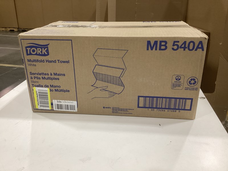Condition photo showing New/Like New for tork multifold hand towel white h2, universal, 100% recycled fibers, 16 x 250 towels, mb540a 16 x 250 hand towels