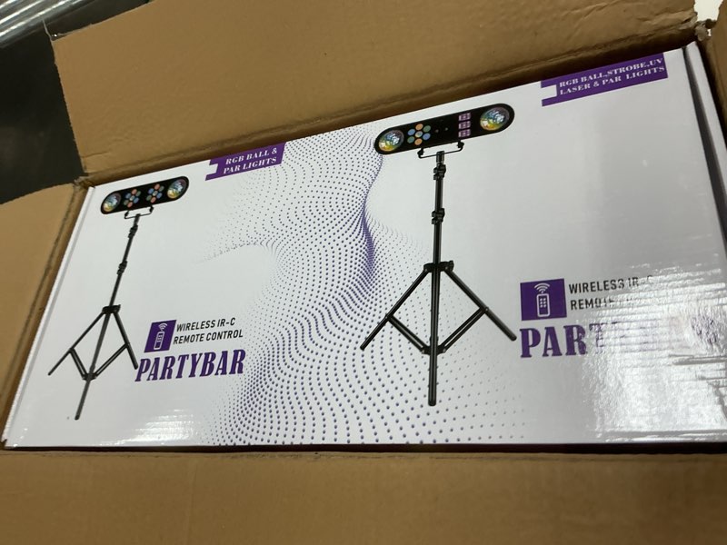 Condition photo showing New/Like New for DJ Party Lights with Stand,Party Bar Light, Rotating Ball Disco Lights & Corlorful Par Light,Stage Lighting System Sound Activated for Bar Gig Move Band Dance Wedding Halloween Christmas