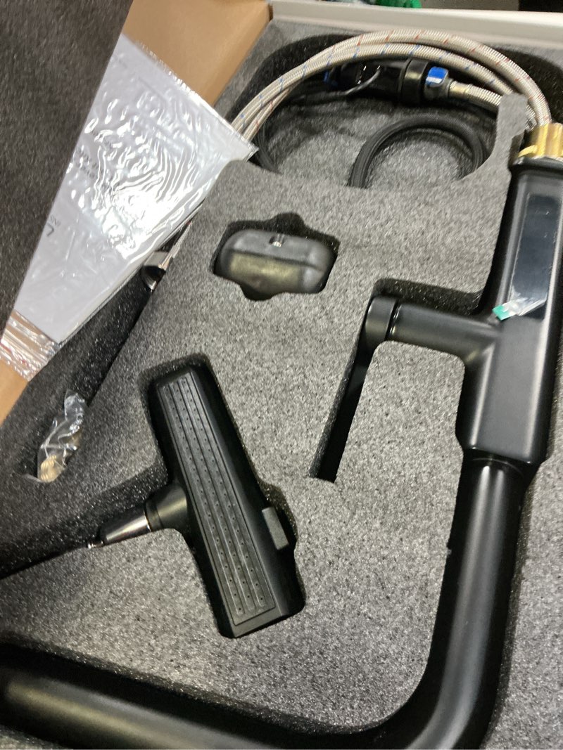 Condition photo showing Good Condition for Lefton Pull-Out Waterfall Kitchen Faucet with Temperature Display in Fahrenheit, Three Water Outlet Modes, Single Hole, Matte Black, KF2209-3