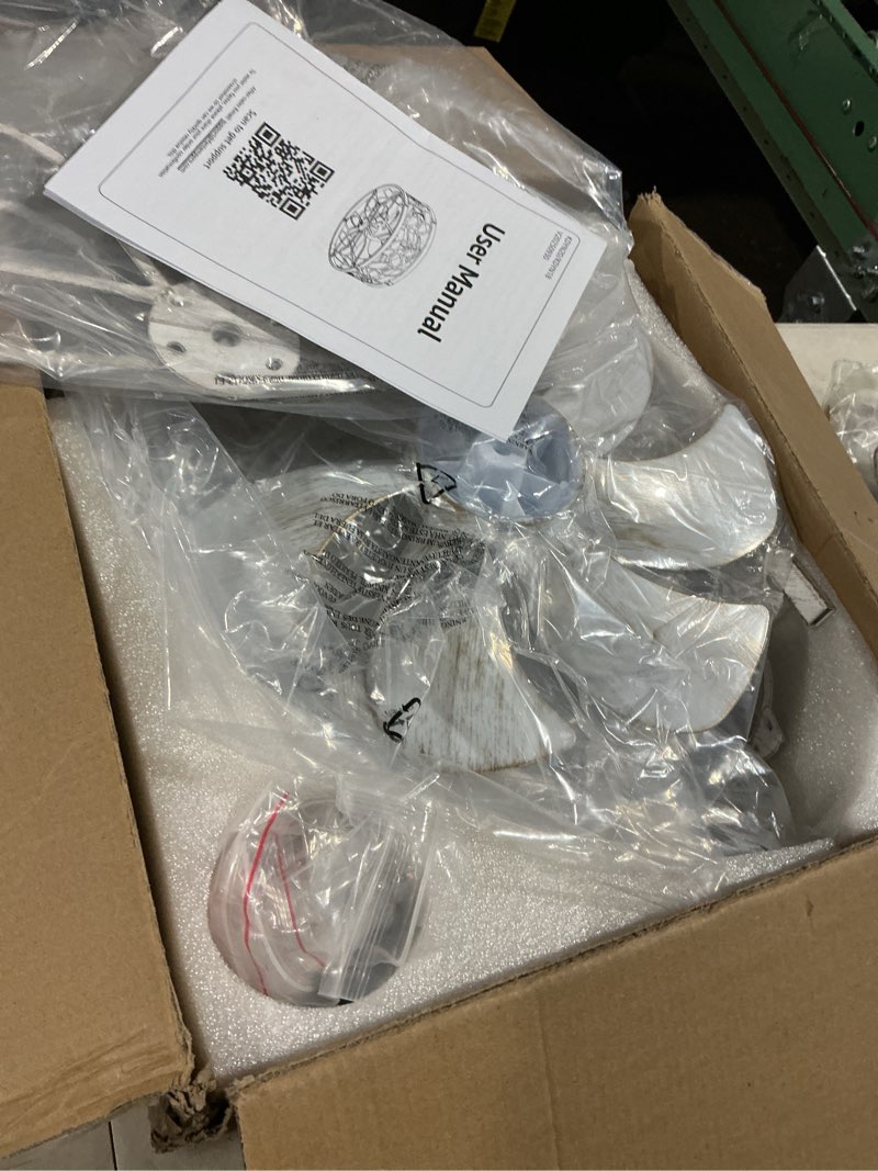 Condition photo showing Good Condition for LEDIARY Caged Ceiling Fans with Lights, White Flush Mount Ceiling Fan with Remote&App, Small Low Profile Bladeless Ceiling Fan Light Fixture for Bedroom, Kitchen, Dining Room-White Gold Color White Gold Medium