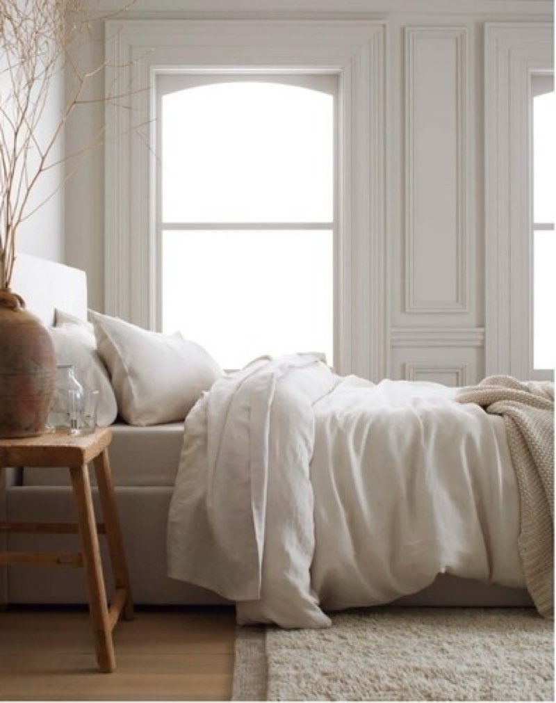 vintage wash european linen bed cover ivory king/cal king