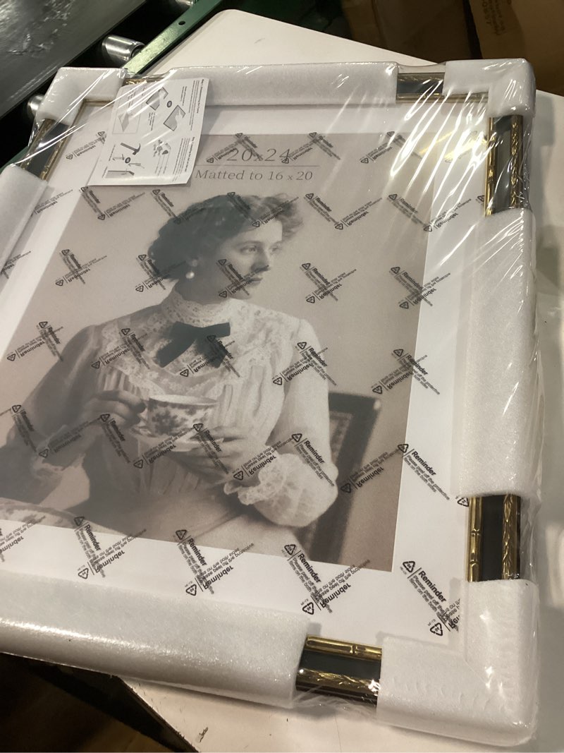 Condition photo showing Good Condition for Vintage 20x24 Picture Frame, Ornate Antique Gold 20x24 Frame, Display 11x14 with Mat or 20x2r without Mat for landscape or Portrait, Gallery Wall Decor for Home (Brown/Gold, Single) 20x24 1PK Brown/Gold