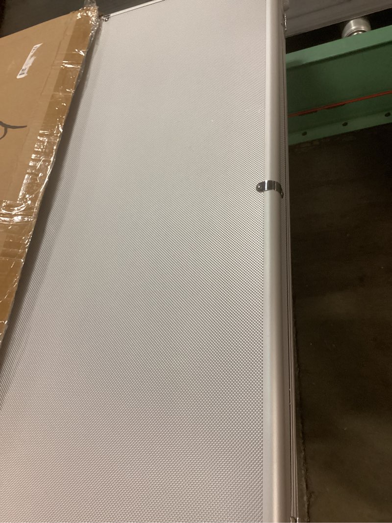 Condition photo showing Good Condition for silver large 34"x22" aluminum show card display case, lockable trading card display case with handle, sports card/tcg/jewelry display box silver