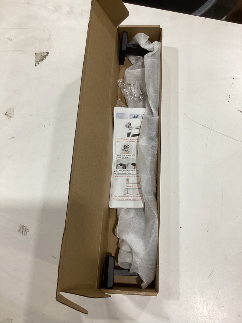 Condition photo showing New/Like New for towel bar for bathroom 16 inch matte black towel holder 12/16/20/24/28/32/36 inch stainless steel sus304 rustproof towel rack modern square towel rod for bathroom wall (1, matte black, 16 inch) 16 inch matte black 1