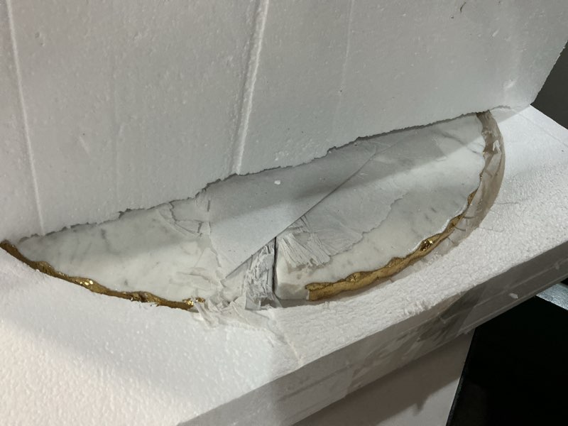 Condition photo showing Good Condition for mud pie 41140011 marble lazy susan white, 16" dia