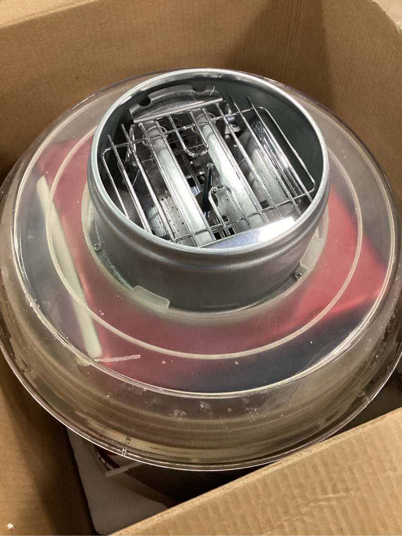 Condition photo showing As Is for ( incomplete) Nostalgia Cotton Candy Machine - Retro Cotton Candy Machine for Kids with 2 Reusable Cones, 1 Sugar Scoop, and 1 Extractor Head – Red Retro Red