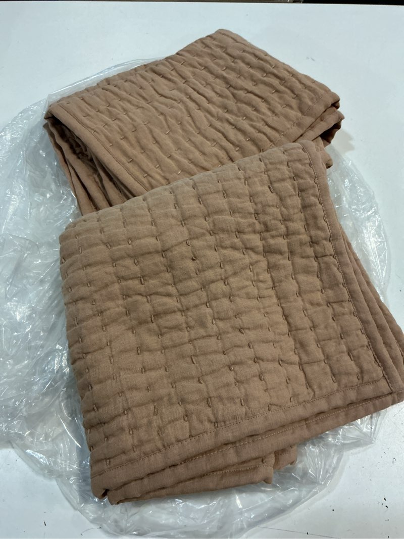 Condition photo showing Good Condition for quince european linen cotton stitch sham set, king, desert sunset
