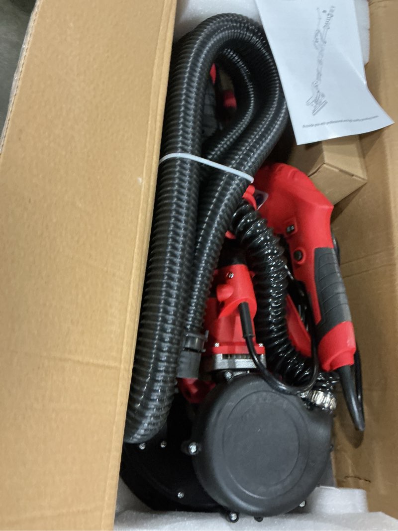 Condition photo showing As Is for herramientas y mejoras del hogar  drywall sander, 2025 upgraded 8-amp popcorn ceiling removal tool with 7 variable speed 800-1800rpm, drywall sander with vacuum dust collector with extendable handle, led light, 12pcs sanding discs,red