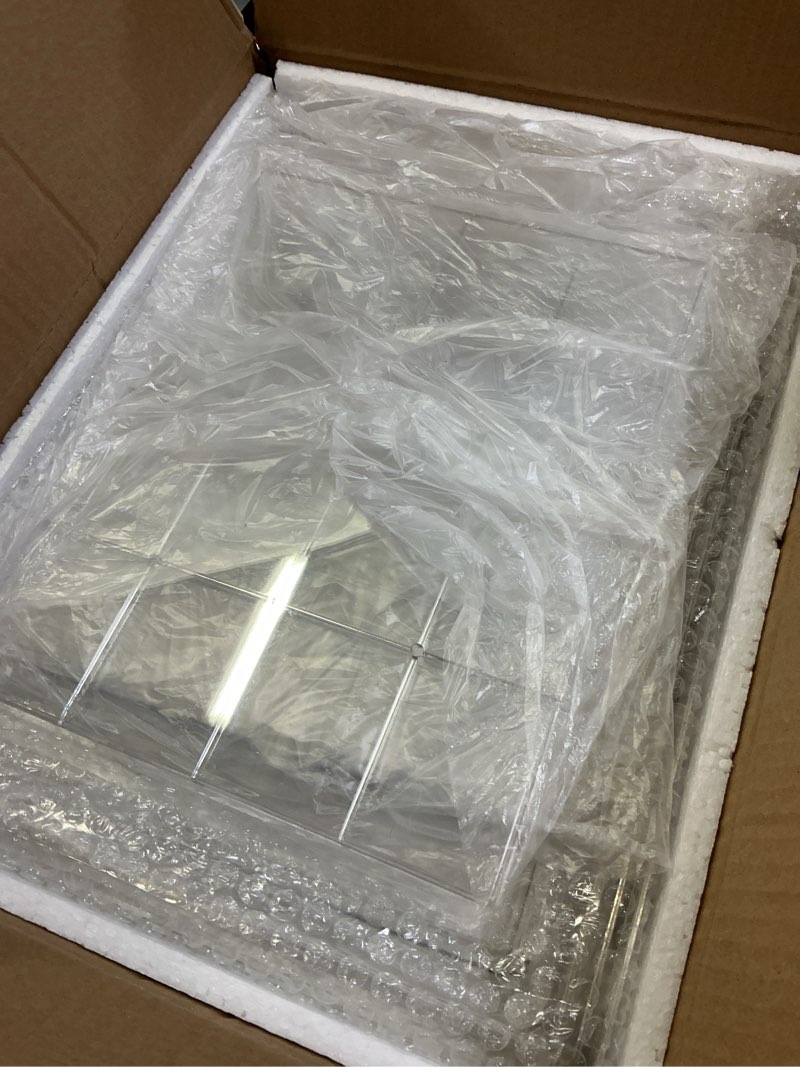 Condition photo showing Good Condition for 2 pack extra large 15.7'' tall acrylic display case with 3 removable dividers, stackable clear action figure showcase with magnetic door, large storage box for lego, dioramas, books & collectibles