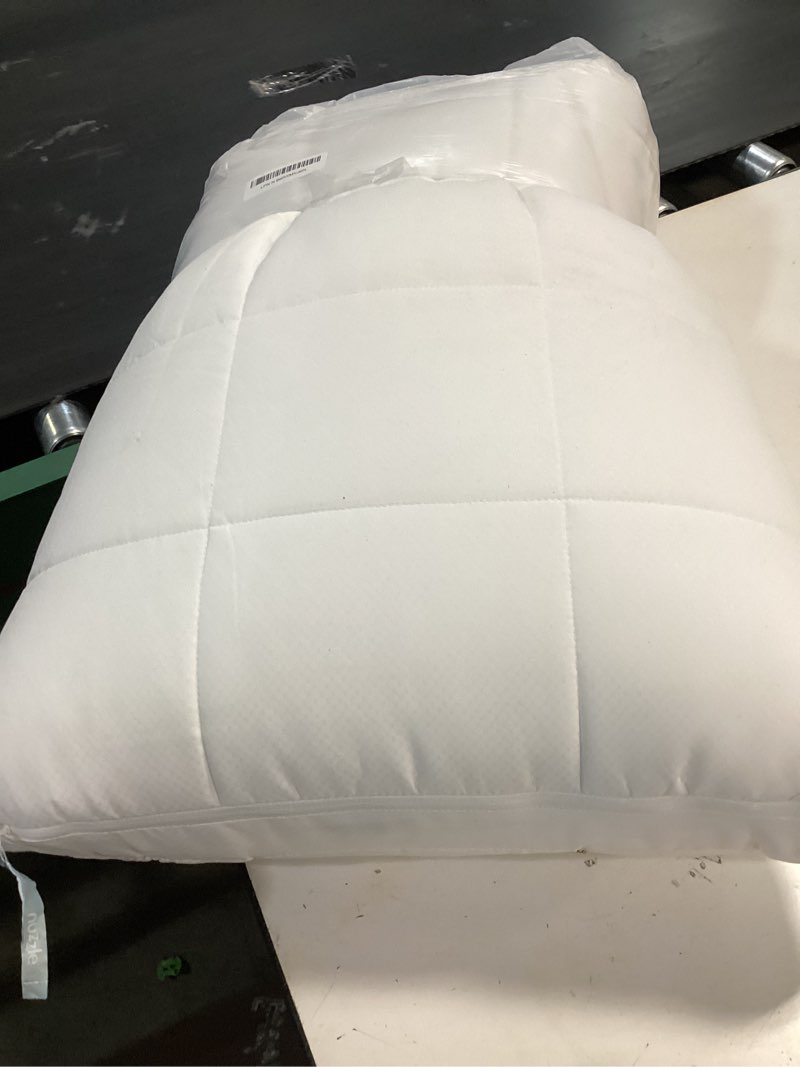 Condition photo showing As Is for nuzzle cooling adjustable pillow queen size for side sleepers, luxury bed pillow hotel collection - best adjust height soft firm pillow for back, stomach or side sleepers queen size (set of 1) white