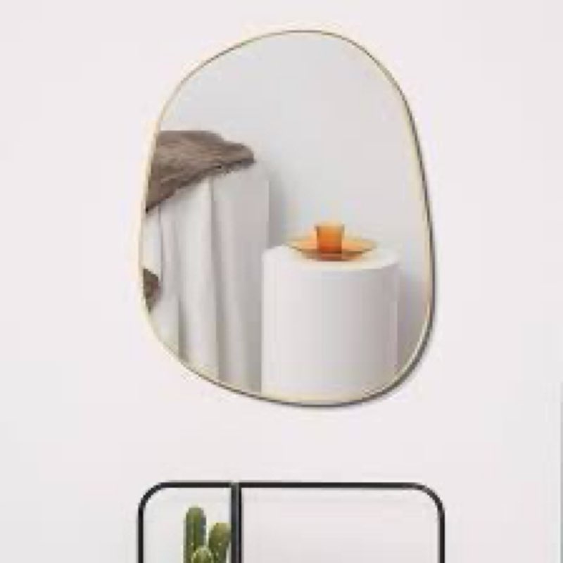 Asymmetrical Mirror for Wall Decor 27"*35", Modern Gold Framed Wall Mirror for Living Room Bathroom Bedroom Entryway ELE-STOU-0063Gold Gold 35"L x 27"W