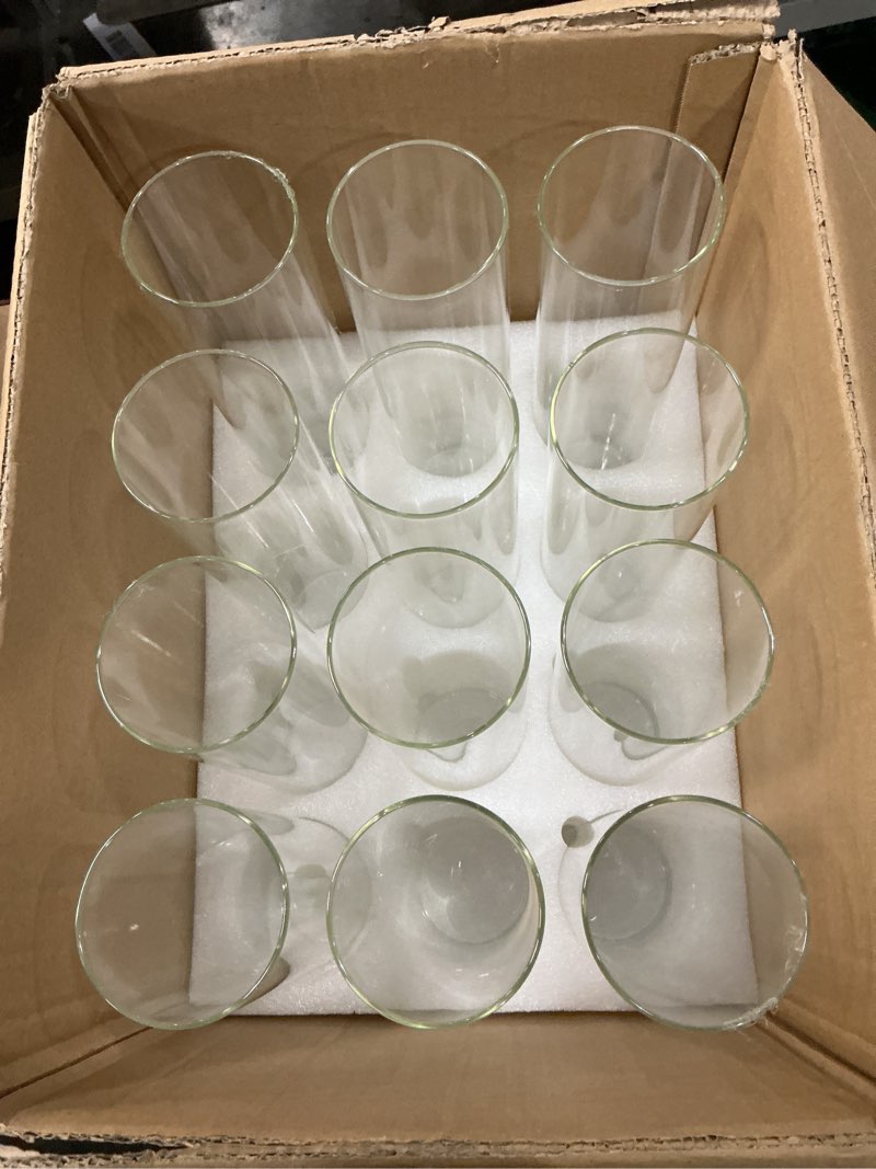 Condition photo showing New/Like New for 12 pack glass cylinder vases 14 inch tall clear flower bulk vase for centerpieces hurricane floating candle holder for table home decor wedding holiday floral shelf party dining decoration