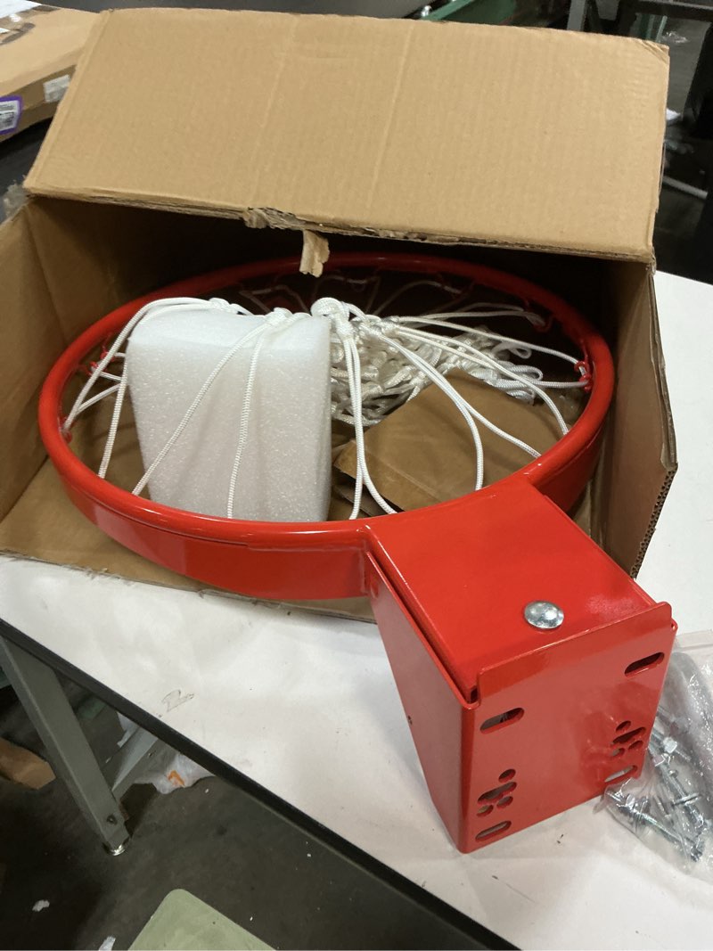 Condition photo showing Good Condition for Basketball Rim Replacement, Heavy Duty Breakaway Rim and Net, Universal 18" Professional Double-Spring Solid Steel Backboard Rims Fits In-Ground and Wall-Mounted Basketball Hoops Indoor Outdoor