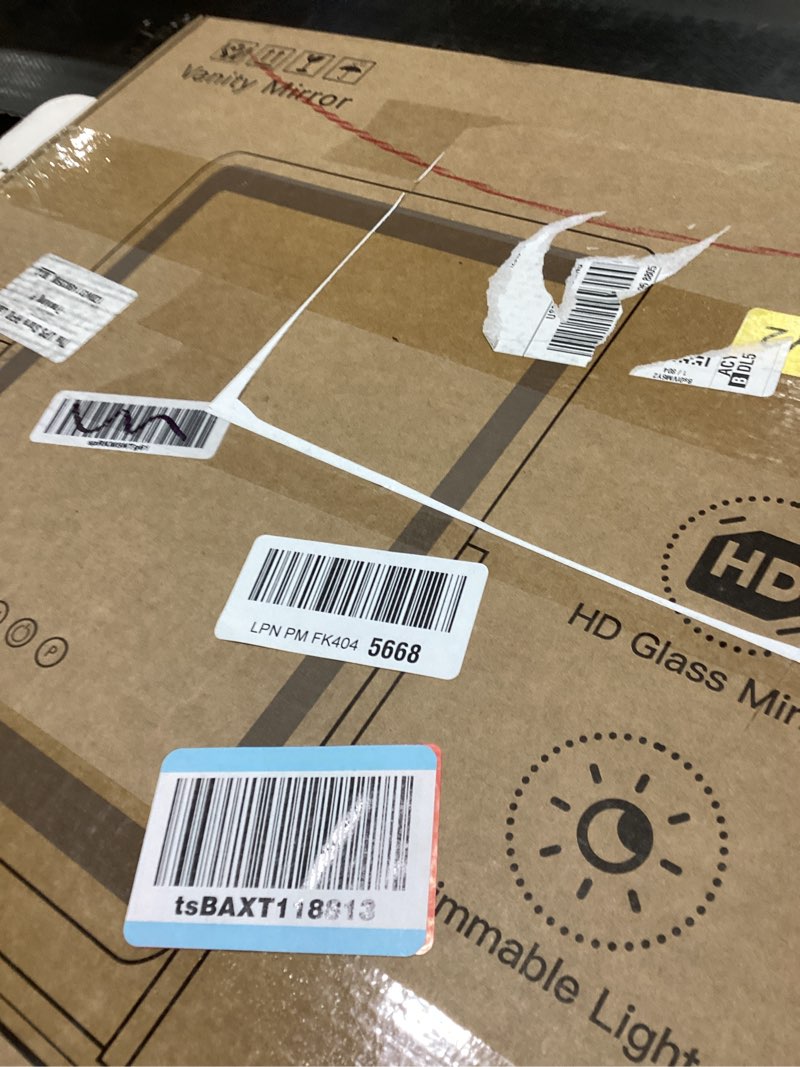 Condition photo showing New/Like New for FENNIO Vanity Mirror with Lights - 15"x12.6" LED Lighted Makeup Mirror, Large Makeup Mirror with Lights, Touch Screen with 3-Color Lighting, Dimmable, for Vanity Desk Tabletop, Bedroom Gold Gold 15"L x 12.6"W