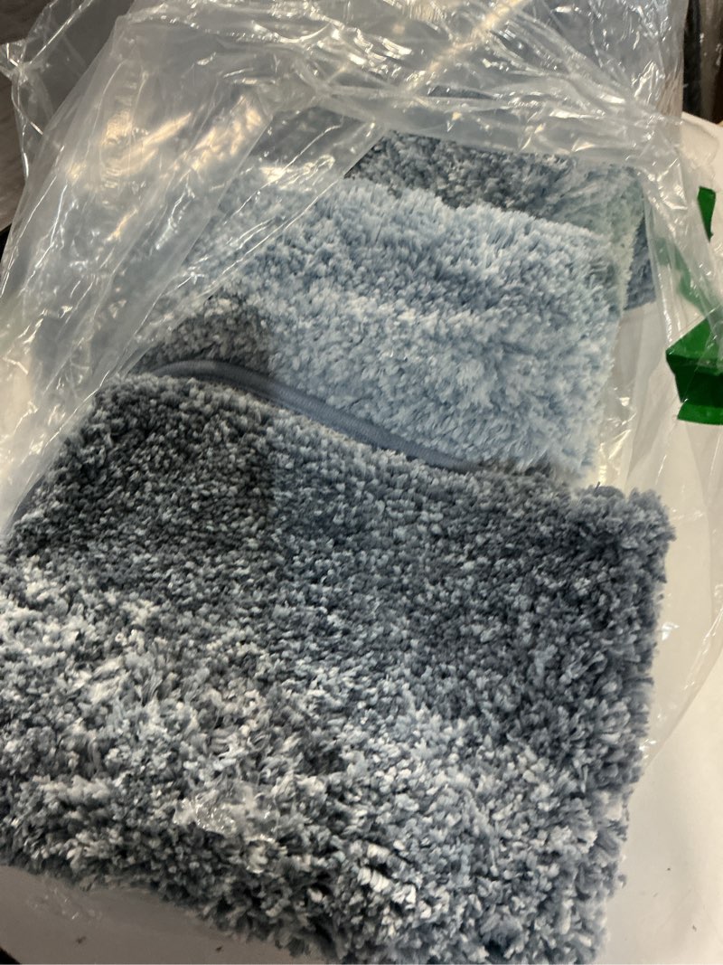 Condition photo showing Good Condition for olanly bathroom rugs sets 3 piece, soft absorbent microfiber bath mats and u-shaped contour toilet rug, plush shaggy bath mat set for bathroom (30"x20"+24"x16"+24"x20", blue) 30" x 20" + 24" x 16" + u24" x 20" blue