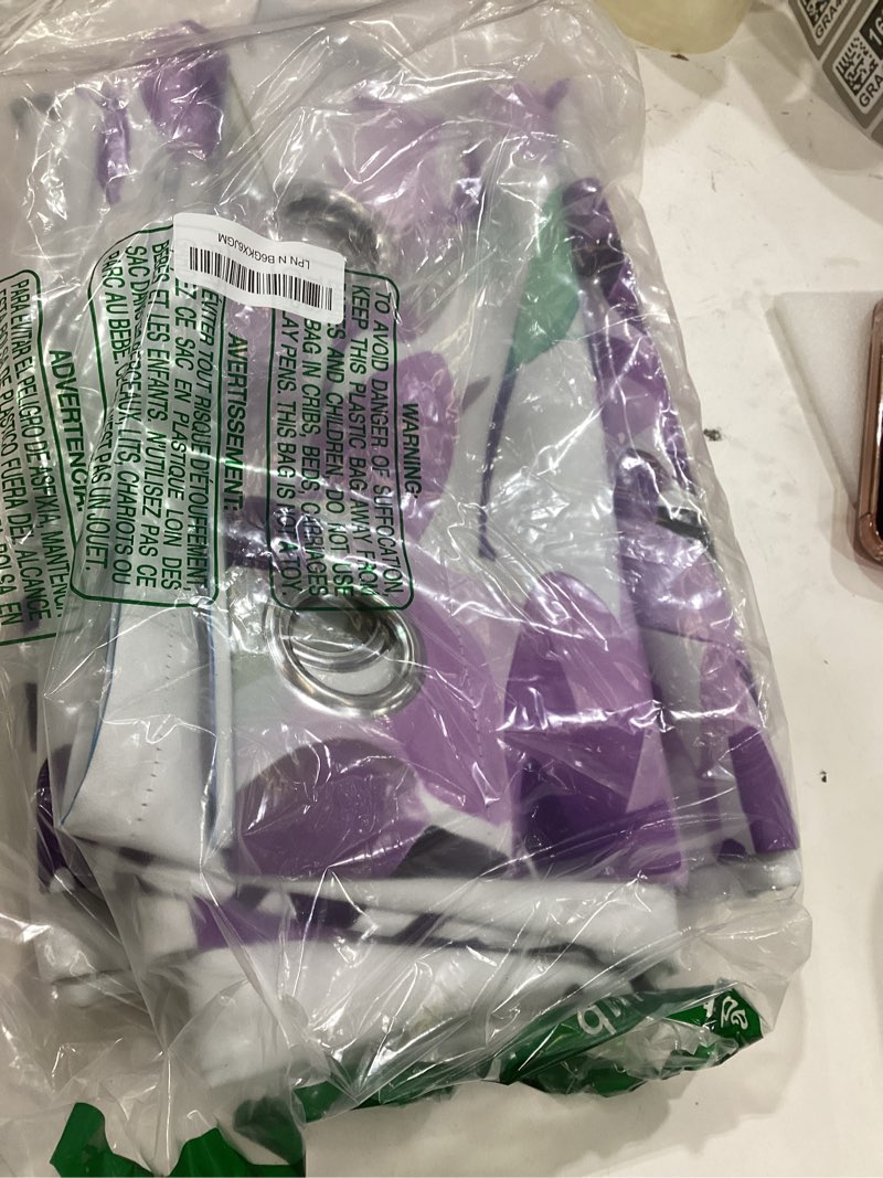 Condition photo showing Good Condition for Purple Watercolor Floral Curtains, Botanical Leaves Vine Flowers Curtain, Rustic Farmhouse Wisteria Flower Leaf Blackout Window Treatment Drapes for Bedroom Living Room 52x63 inch, 2 Panels 52"W x 63"L (Pack of 2) Purple