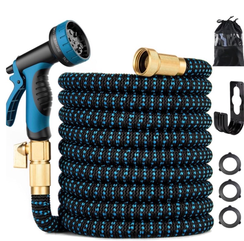 50 ft expandable garden hose - ultra flexible,durable collapsible latex core & solid brass fitting, 