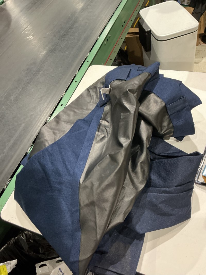 Condition photo showing As Is for 2 pack)))bgment rod pocket and back tab blackout curtains for bedroom - thermal insulated room darkening curtains for living room, 42x63 inch, 2 window curtain panels, navy blue 42\"w x 63\"l (pack of 2) navy blue