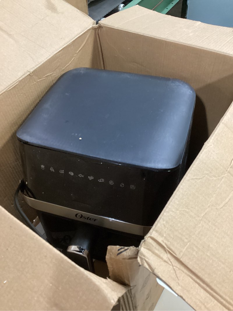 Condition photo showing As Is for Oster Compact Air Fryer, 4-Quart Digital Airfryer with Window, Easy-to-Use Countertop Air Fryer 4 Quart