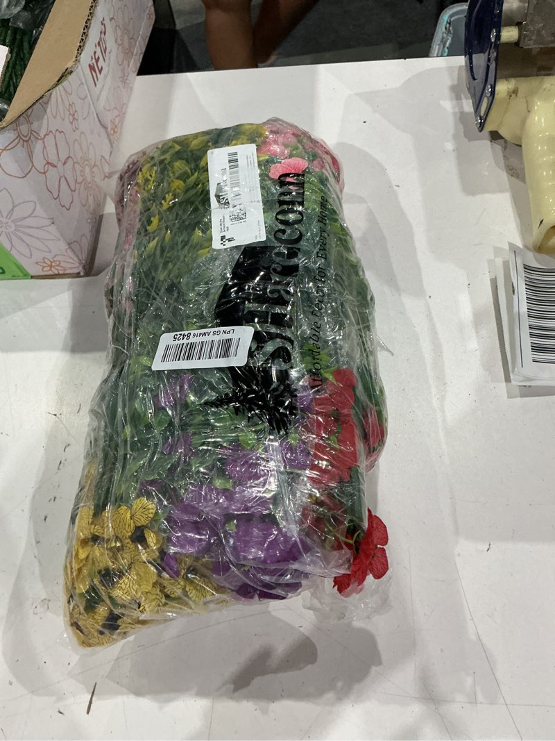 Condition photo showing New/Like New for shareconn 24 bundles artificial flowers for outdoors decoration, faux plants fake silk colorful daisy eucalyptus lavender, uv resistant for outside home indoor spring decor,redrosypurpleblueyellowpink 24 redrosypurpleblueyellowpink