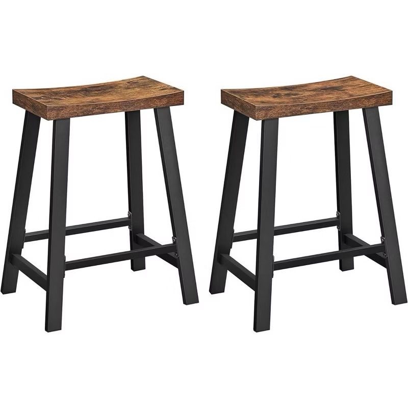 vasagle bar stools, set of 2 bar chairs, kitchen breakfast bar stools with footrest, 23.6 inches high, industrial, rustic brown and black