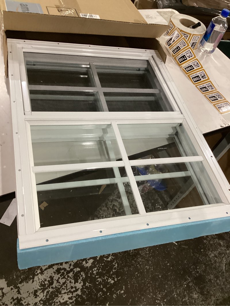 Condition photo showing Good Condition for shed windows 2 pack, chicken coop windows 18" x 23" with tempered glass and fiberglass screen, flush mounted small window for shed, barns, playhouse, household, garage (white) 18" x 23" white