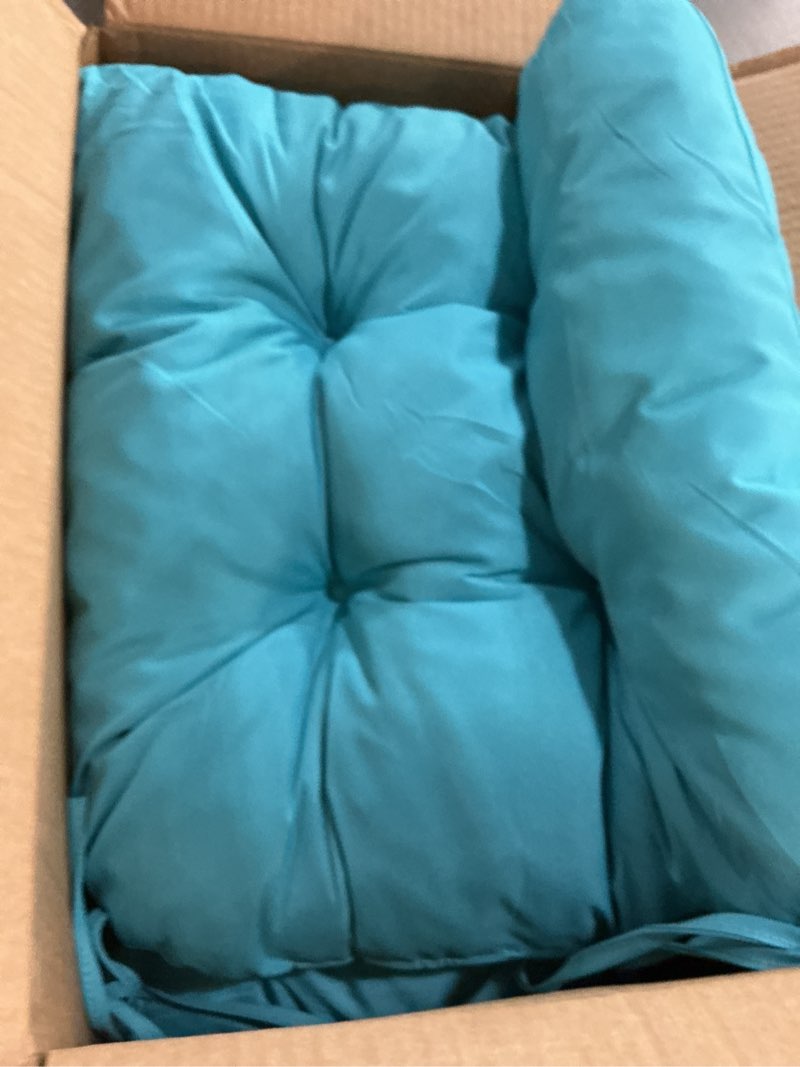 Condition photo showing As Is for iaseahk outdoor chair cushions set of 2, 19" x 19" x 5", waterproof outdoor seat cushions for patio 