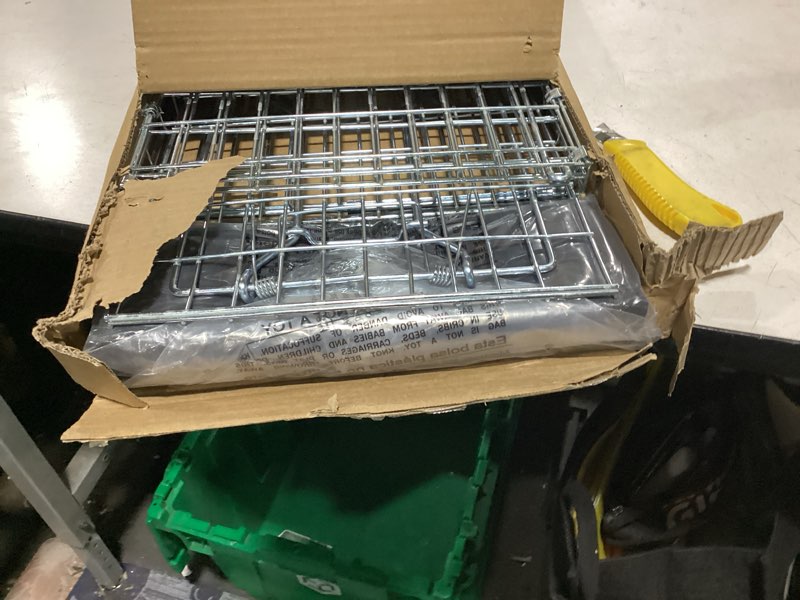 Condition photo showing As Is for live feral cat trap cage with cover, heavy duty folding animal traps cage for stray cats, humane cat trap for raccoon, squirrel, skunk, catch and release - (32 x 10 x 12 inches) trap cage + cover