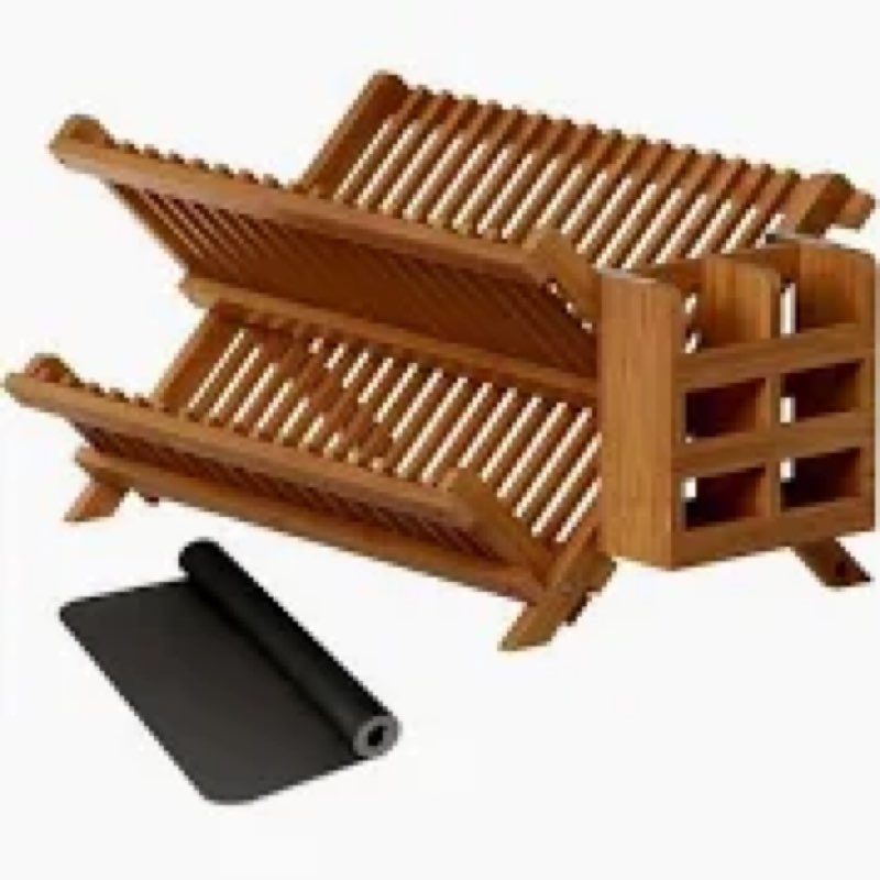 Bamboo 2 tier dish rack