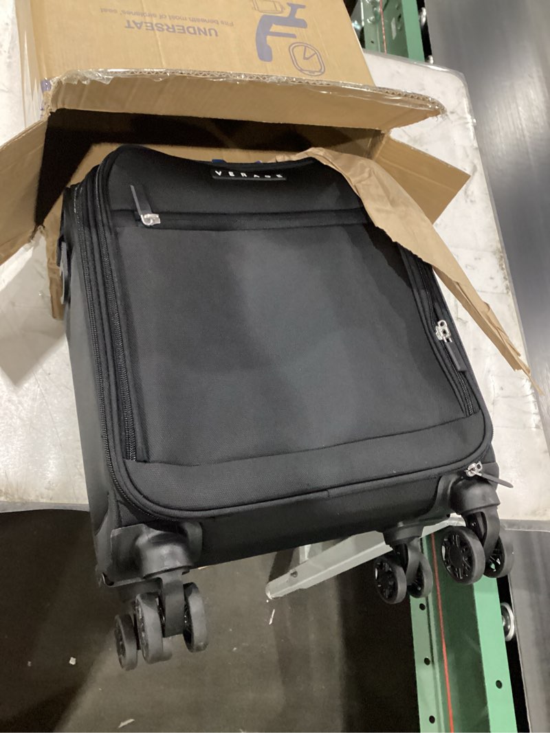 Condition photo showing New/Like New for Verage Underseat Carry On Luggage with Wheels, 14.5-Inch Spinner Small Suitcase, Softside Lightweight Travel Bag for Men and Women, Airplane Carry On Bag, Black Black Basic Underseat