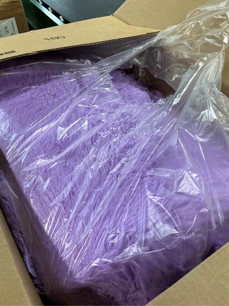 Condition photo showing Good Condition for olanly area rugs for living room bedroom, machine washable 4x5.9 ft soft fluffy shaggy bedside rug, indoor floor carpet for kids girls and boys, dorms, nursery rooms, home decor aesthetic, purple 4x5.9 ft purple