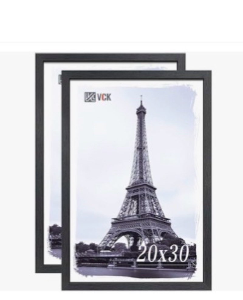 24x30 Poster Frame Set of 2 - Black, Textured Exclusive Solid Wood Picture Frames with Polished Plexiglass, Wall Hanging