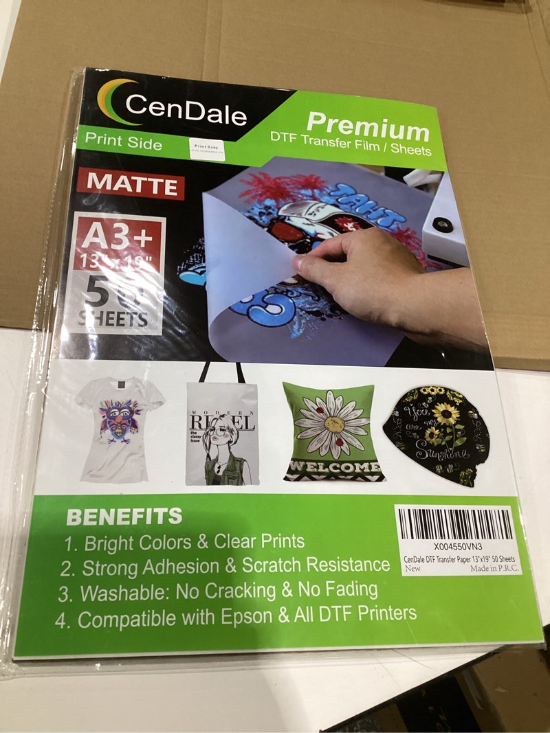 Condition photo showing Good Condition for DTF Transfer Film 13x19 Inch 100 Sheets Double-Sided Matte DTF Film, PET Heat Transfer Paper for Inkjet Printer DTG Printer Direct Print On T Shirts Textile(Hot & Cold Peel) A3 Plus(13''x19'')-100 Sheets
