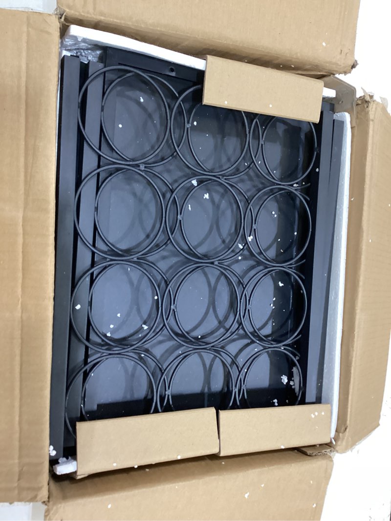 Condition photo showing As Is for JKsmart Wine Bar Cabinet with LED Lights, Mini Wine Bar Cart with Storage and Glass Holder, Home Bar Coffee Bar for Liquor, 3-Tier Bar Table for Kitchen, Dining Room, Living Room, Black