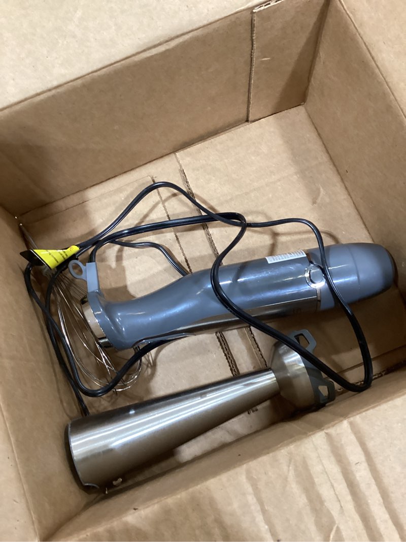 Condition photo showing As Is for KOIOS Immersion Blender, 1000W Anti-scratch 3-in-1 Hand Blender, Upgraded 12 Speed Stainless Steel Blade Stick Blenders with Turbo Mode, Whisk and Milk Frother, Non-BPA Silver