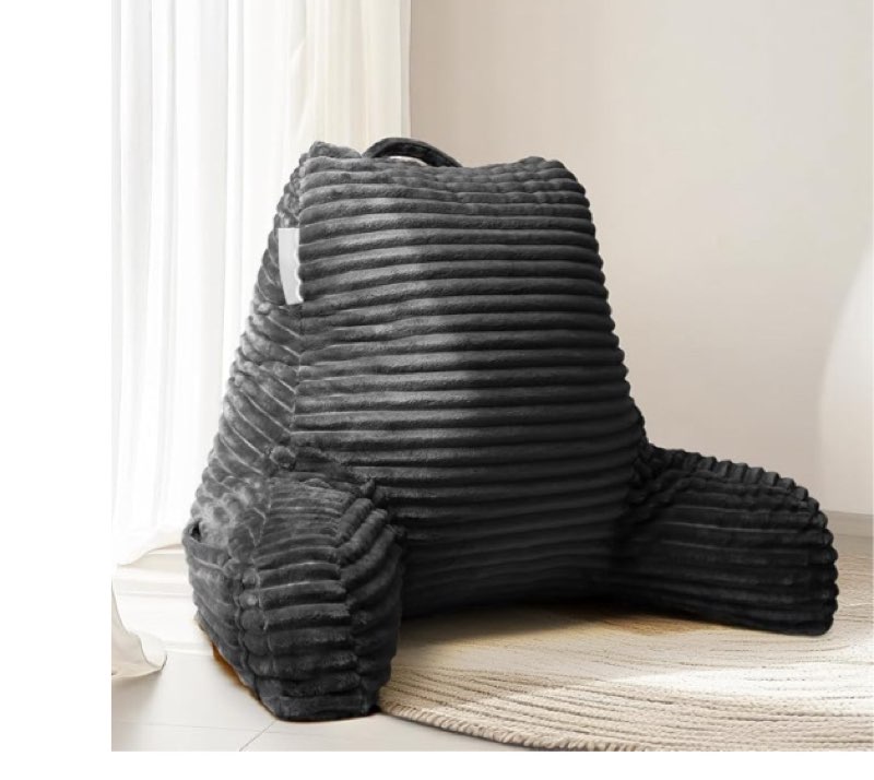 Hearth & Harbor Reading Pillow for Bed Adult – Back Pillow for Sitting in Bed, Standard Bed Pillows for Sitting Up in Bed, Foam Bed Chair Pillow, Grey Bed Rest Pillow