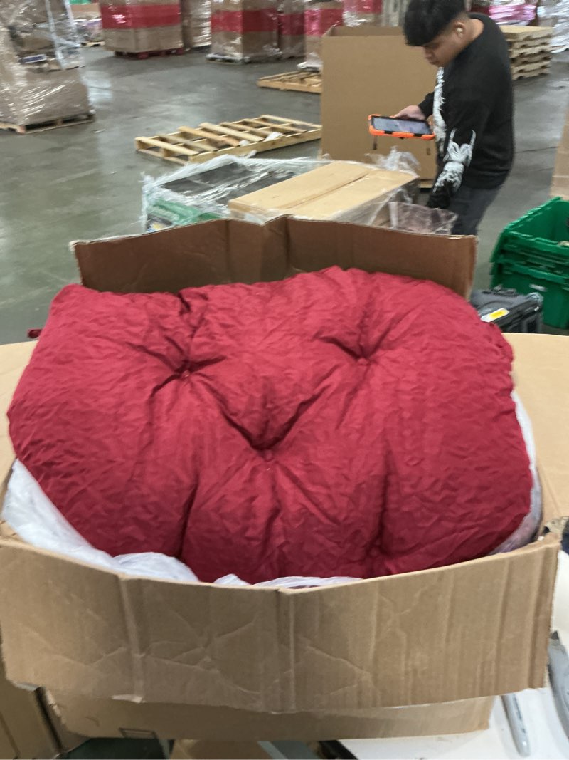 Condition photo showing Good Condition for Porch Swing Cushions, Waterproof Swing Cushions Replacement with Backrest, Outdoor Swing Bench Cushions 2-3 Seater Replacement for Patio Furniture 60x40 (Red) Red 60''×40''