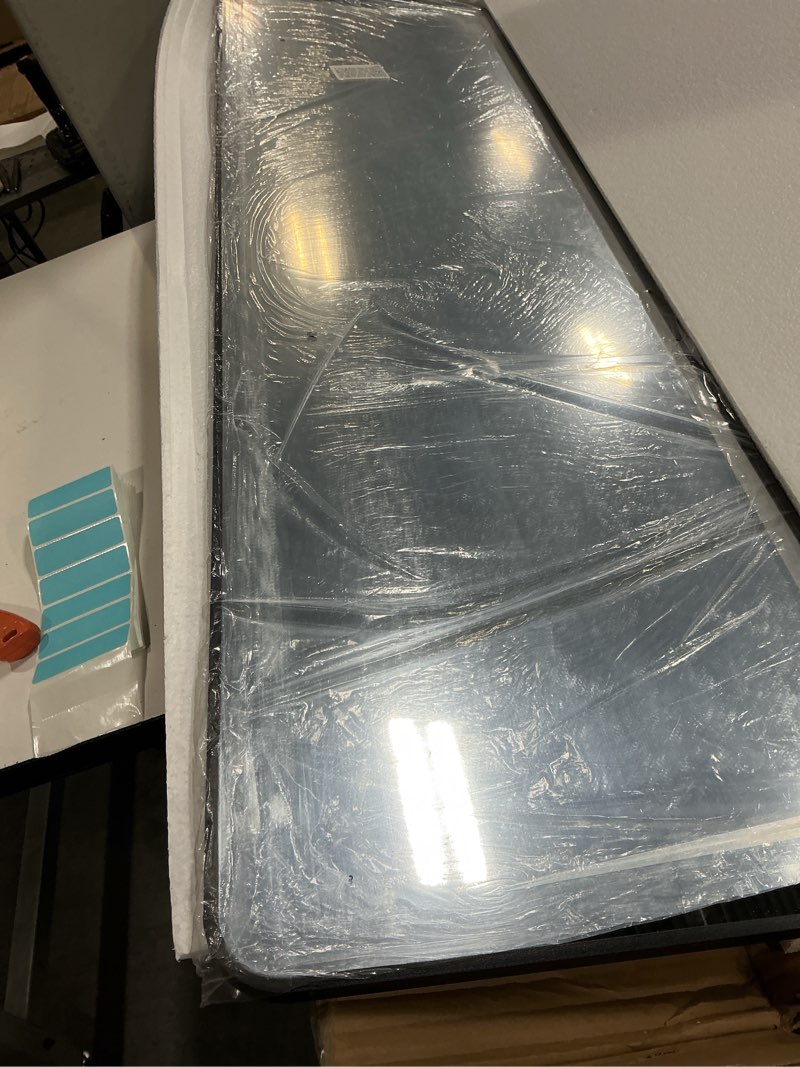 Condition photo showing New/Like New for VooBang 14"x48" Full Length Over The Door Mirror - Aluminum Alloy Frame Full Body Mirror with Height-Adjustable Hangers, Hanging Leaning Against Wall for Dorm, Black Rounded Corner-black 48"L x 14"W