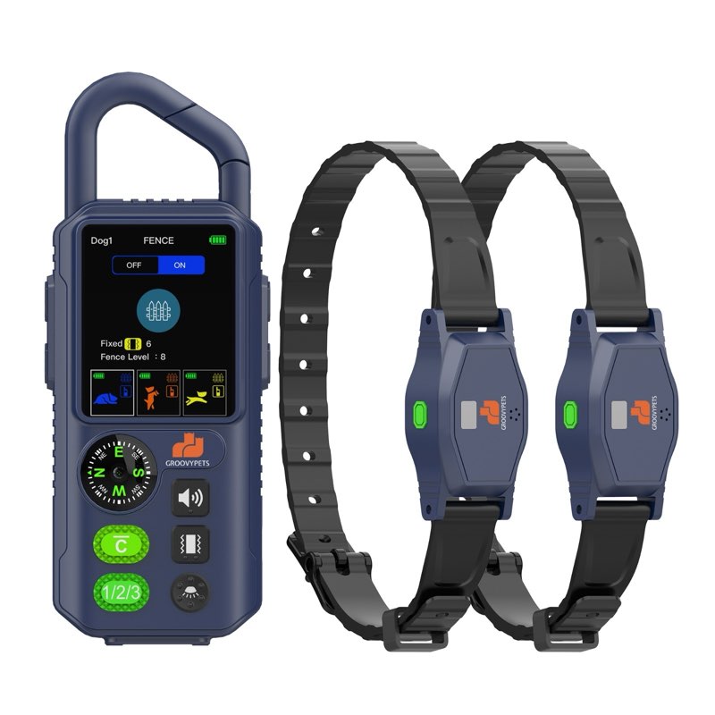 2-dog wireless dog fence & 1100 yd remote training collar duo kit waterproof