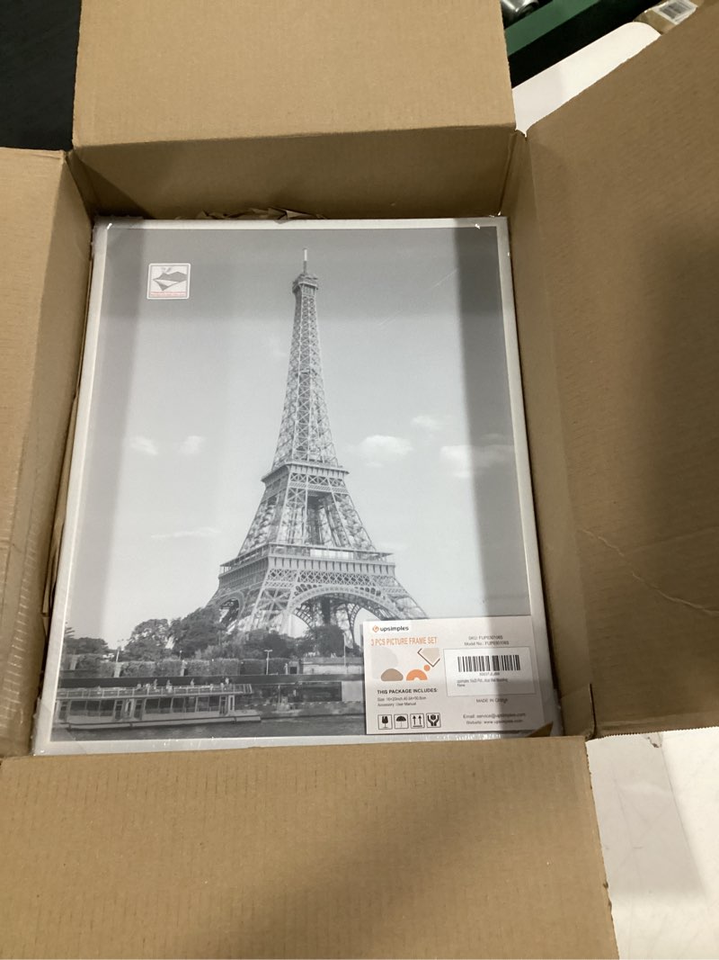 Condition photo showing New/Like New for upsimples 16x20 picture frame white 3 pack, scratch-proof poster frames 16 x 20 for photo gallery - slide-in strips, horizontal or vertical wall mounting white 16x20