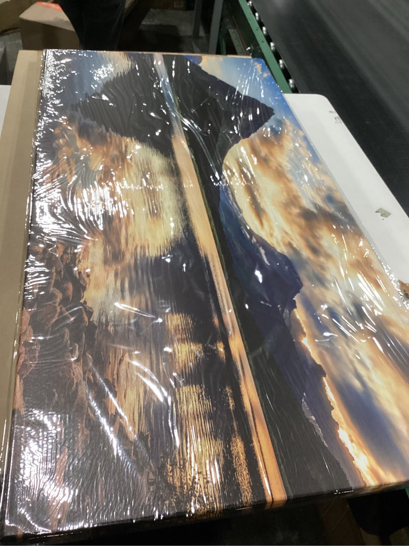 Condition photo showing New/Like New for Sunset Mountain Wall Art for Living Room Nature Grand Teton Landscape Canvas Wall Decor National Park Posters Oxbow Bend Snake River Scenery Wyoming Painting Artwork Office Home Decoration 20x40\" 40\"L x 20\"W Grand Teton similar to picture 