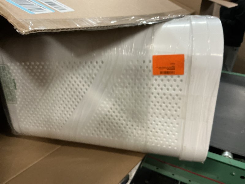 Condition photo showing As Is for Mind Reader 60L Slim Laundry Hamper, Clothes Basket, Lid, Ventilated, Plastic, Set of 2, White