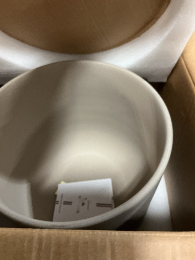 Condition photo showing As Is for LE TAUCI 12 Inch Pots for Plants, Ceramic Large Planters for Indoor Plants, Indoor Plant Pots for Home Garden Patio Office, Planter Pots with Drainage Hole and Rubber Plug, Neutral Gray Neutral Gray 12 Inch