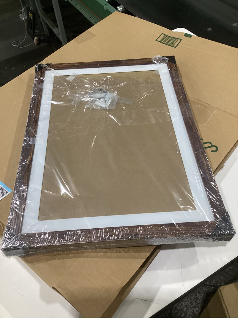 Condition photo showing As Is for ccdcc 14x20 poster frame set of 2, 14 x 20 wood picture frames with mat for 12x18, wooden photo frame with tempered glass cover for wall mounting display,rustic brown