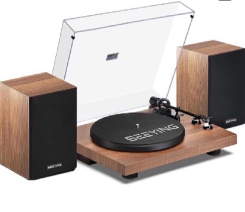 Similar to not exact Record Player Vinyl Bluetooth Turntable with 36 Watt Stereo Bookshelf Speakers, Hi-Fi System with Magnetic Cartridge, USB Recording and Auto Stop