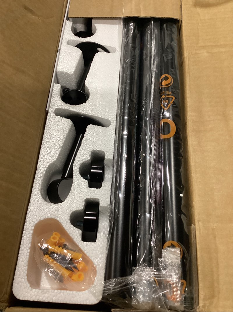 Condition photo showing Good Condition for yafex heavy duty curtain rods 32-150 inch, 1 inch adjustable black curtain rod for windows, extra long window treatment rods with aluminium finials, easy installation 32" to 150" black
