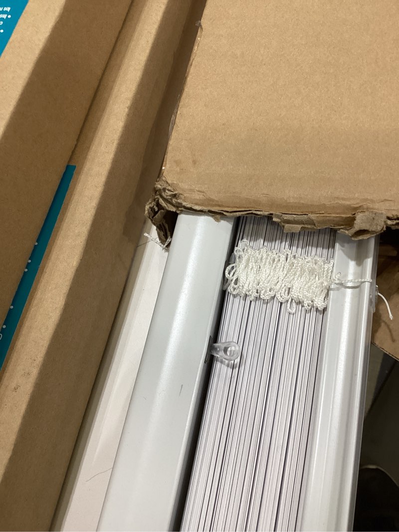 Condition photo showing New/Like New for LOTUS & WINDOWARE Cordless 1" Premium Vinyl Mini Blind, 48" Wide x 84" Long, White, Smooth, Room Darkening, Horizontal Blinds for Living Room, Bedroom, Interior Door Windows