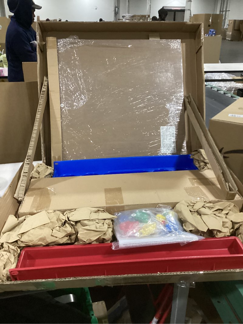 Condition photo showing As Is for Melissa & Doug Deluxe Wooden Art Easel for Kids with Dry-Erase Board, Chalkboard & Drawing Paper Roller, Folding Double-Sided Toddler Easel, Preschool Learning Toys for Girls & Boys Ages 3+ MAIN