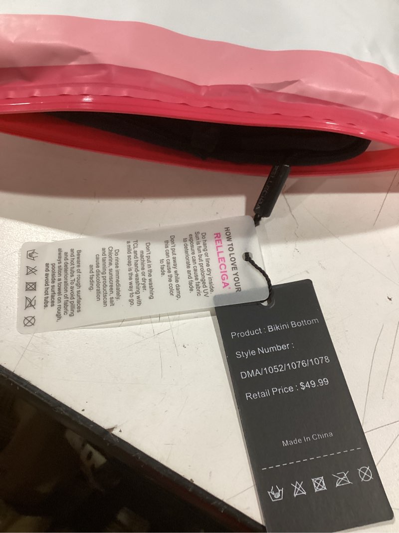 Condition photo showing Good Condition for RELLECIGA Women's High Waisted Swim Skirt Built-in Brief Tummy Control Bathing Suit Bottoms with Drawstring Small Black